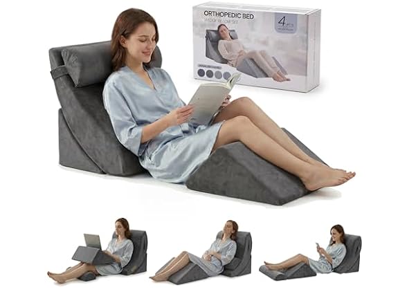 Axelrod 4-Pc Wedge Pillow Set, Grey