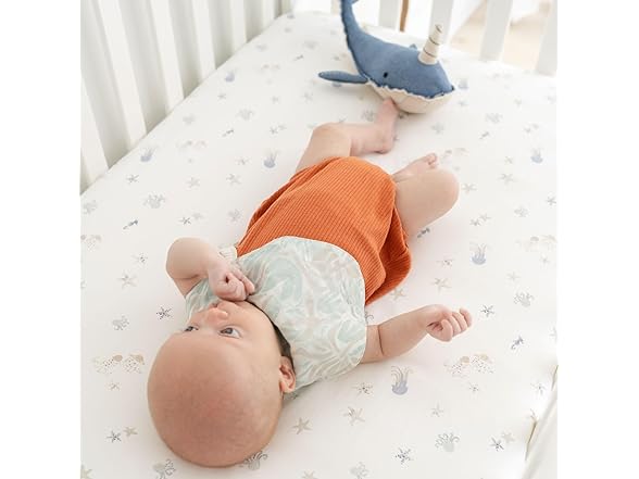 Crane Cotton Newborn Baby Bib Set- Beach