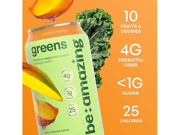 8PK Be Amazing Greens Drink, Peach Mango