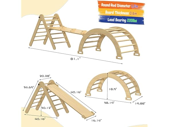 CMFYDAILY 5-in-1 Large Pikler Triangle Set