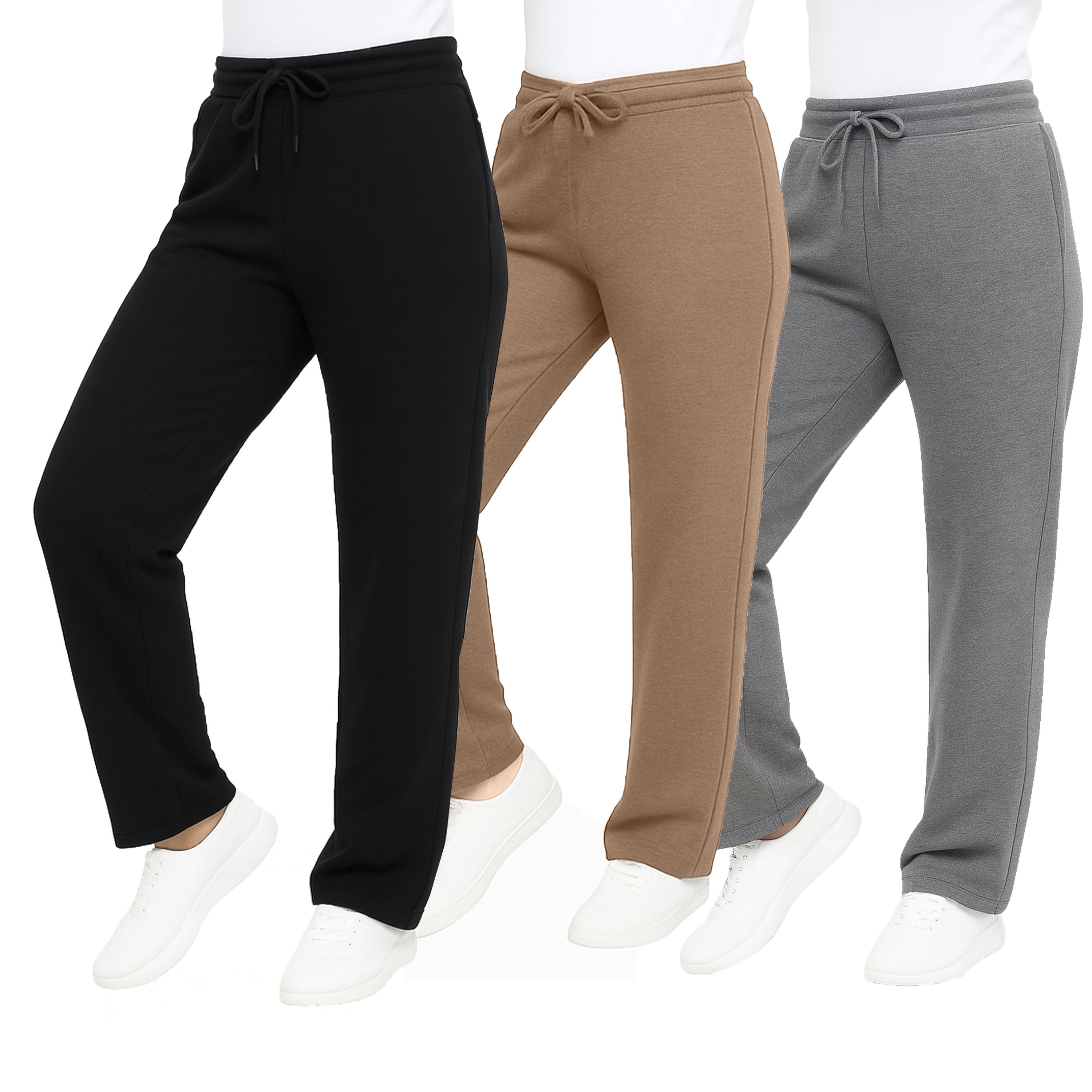 3Pk Womens Heayweight Fleece-Lined Sweatpants - Gallery 15