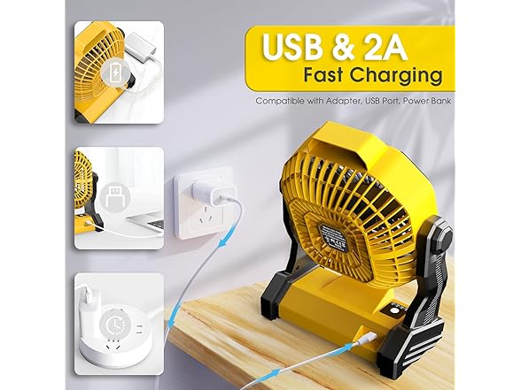 JINLICTE Camping Fan with LED Lantern