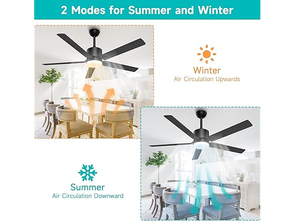 BECLOG Obabala 60" Ceiling Fan with Light