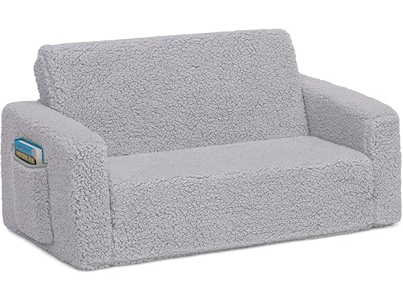 Delta Children Cozee Flip-Out Sherpa 2-in-1 Convertible Sofa to Lounger