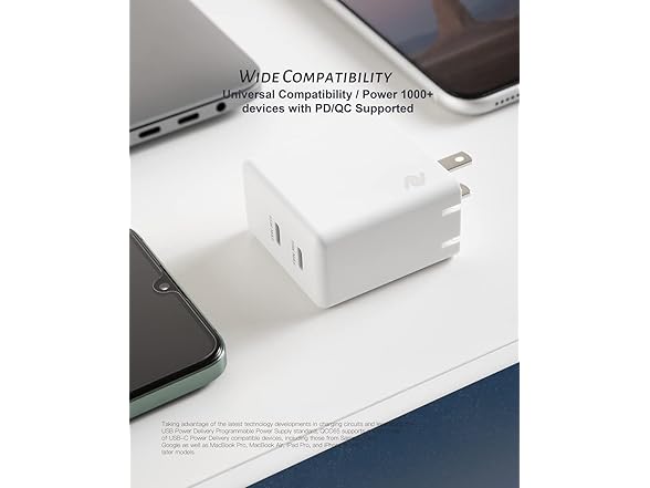 POWERLAND 65W GaN Dual USB-C Foldable Fast Charger