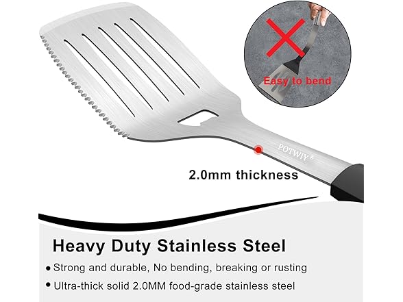 POTWIY Grill Tools Set 3pc Steel