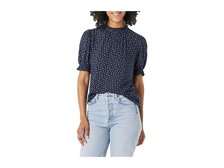 Navy White Ditsy Print