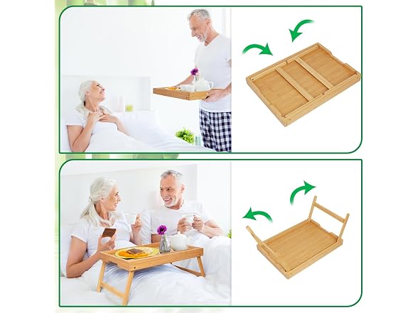 Artmeer Bamboo Bed Tray, Folding Legs