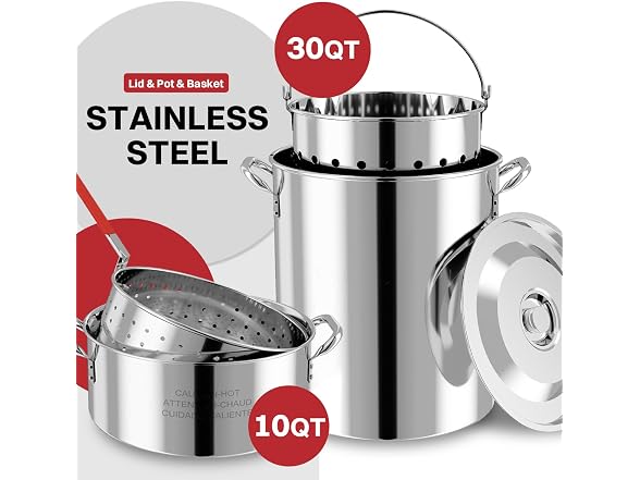 Pipopa 30QT & 10QT Stainless Steel Turkey Fryer