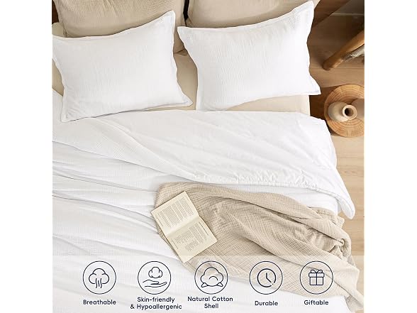 PHF White Cotton Muslin Comforter Set King