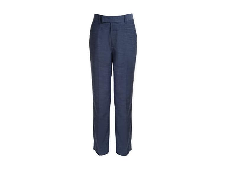Calvin Klein Boys' Flat-Front Suit Dress Pant, Straight Leg Fit & Hemmed Bottom, Belt Loops & Functional Front Pockets, Blue Weave, 18