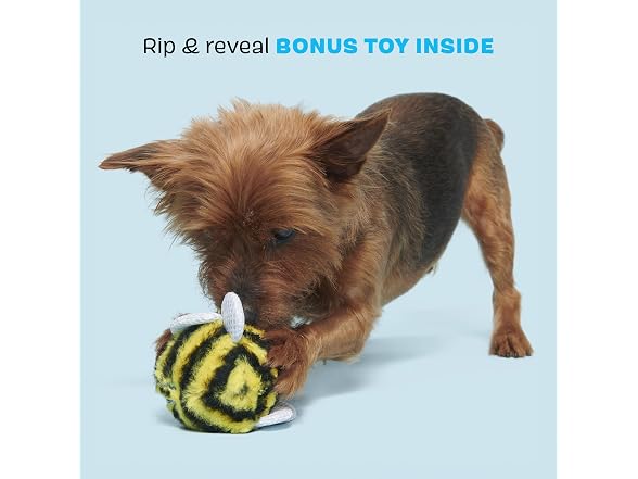 BarkBox Buzzy Body Dog Toy | Rip & Reveal Rubber Bee