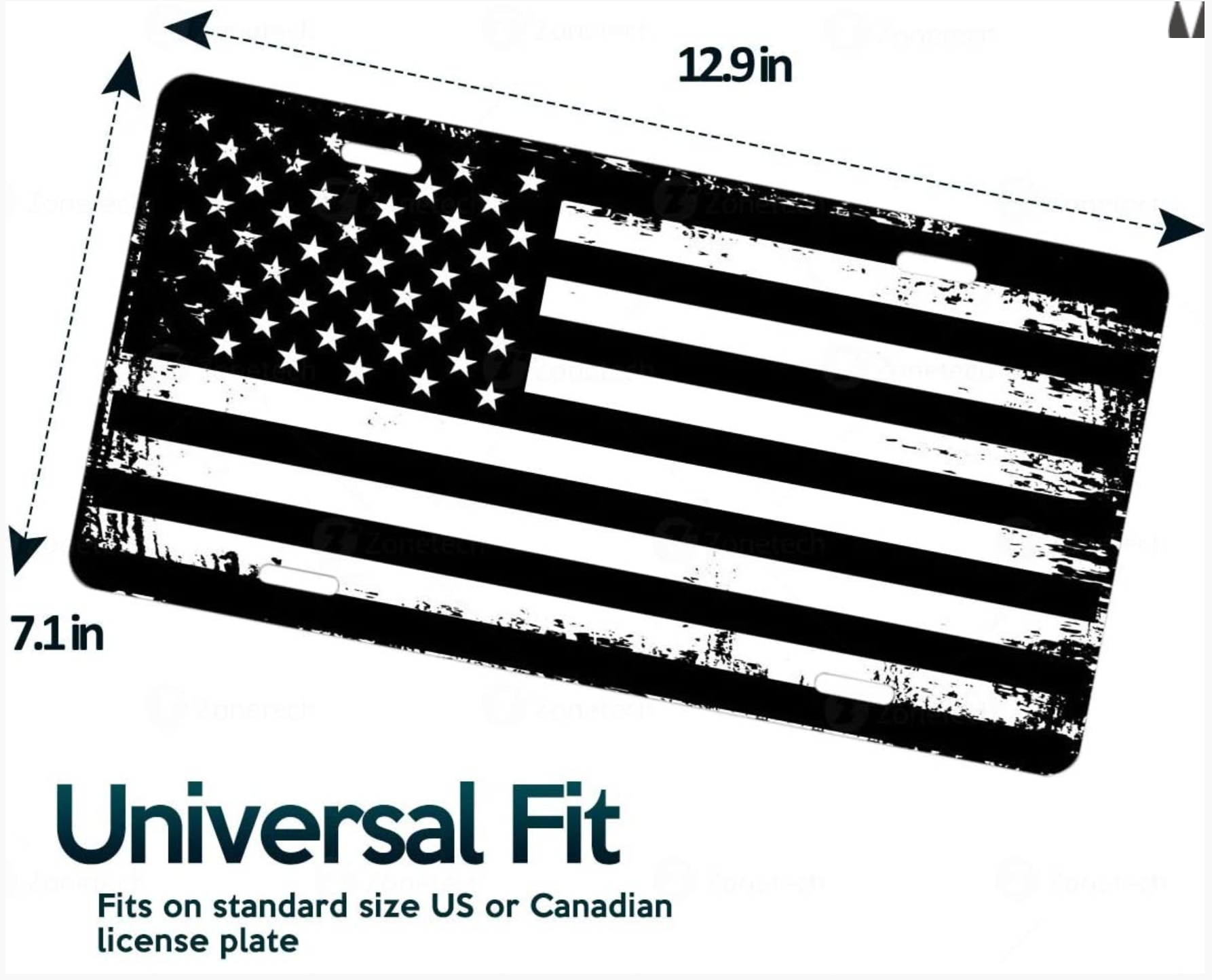 Zone Tech GA0085 Tactical USA Flag License Plate - Gallery 5