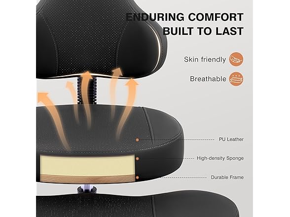 AtHope Cross Legged Office Chair, Criss Cross Desk Chair ADHD Meditation Kneeling Yoga Seat with Adjustable Height, Lumbar Support, Wider Footrest and Wheels (Black) (Open Box)
