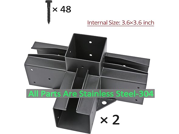 Pergola Brackets 4-Way Right Angle