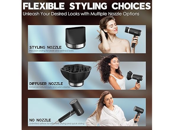 Demiwise 110000 RPM High-Speed Hair Dryer for Curly Hair, 1400W