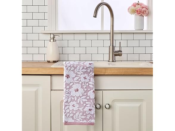 SKL Home Floral Hand Towel Set-2pc, 100% Cotton, Rose