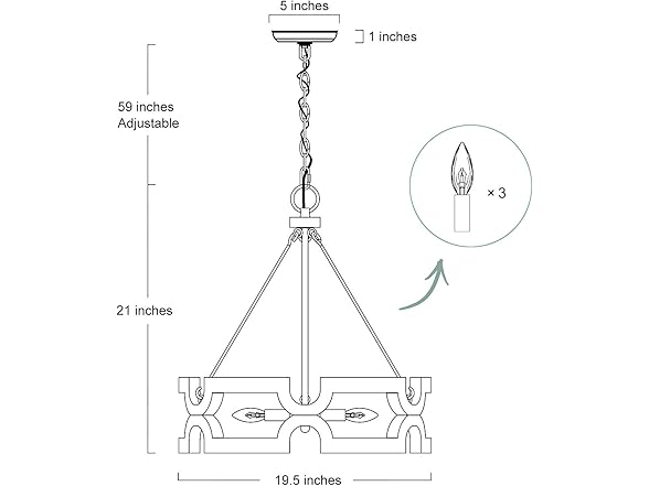 KSANA Farmhouse Chandelier, Wood Drum 19.5” X 21”