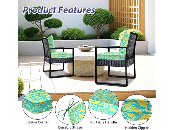 Pattern Patio Chair Cushions 24"x24"