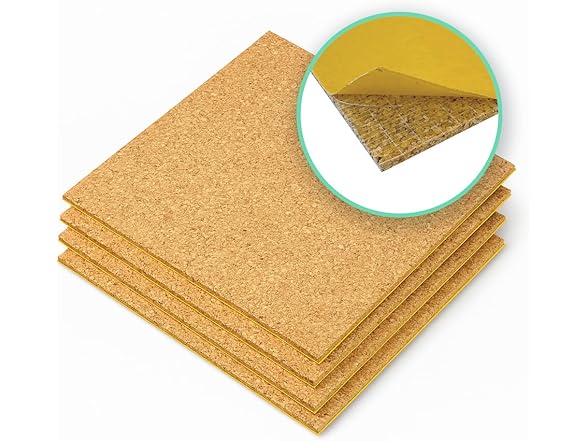 12"x12" Natural Cork Tiles 4 Pack