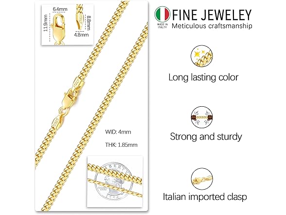 Eterjew Gold Chain Necklace 4mm 20"