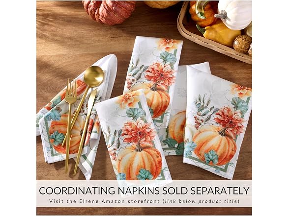 Threadmade Pumpkin Harvest Vine Double Border Tablecloth, Multicolor - 60" W x 84" L