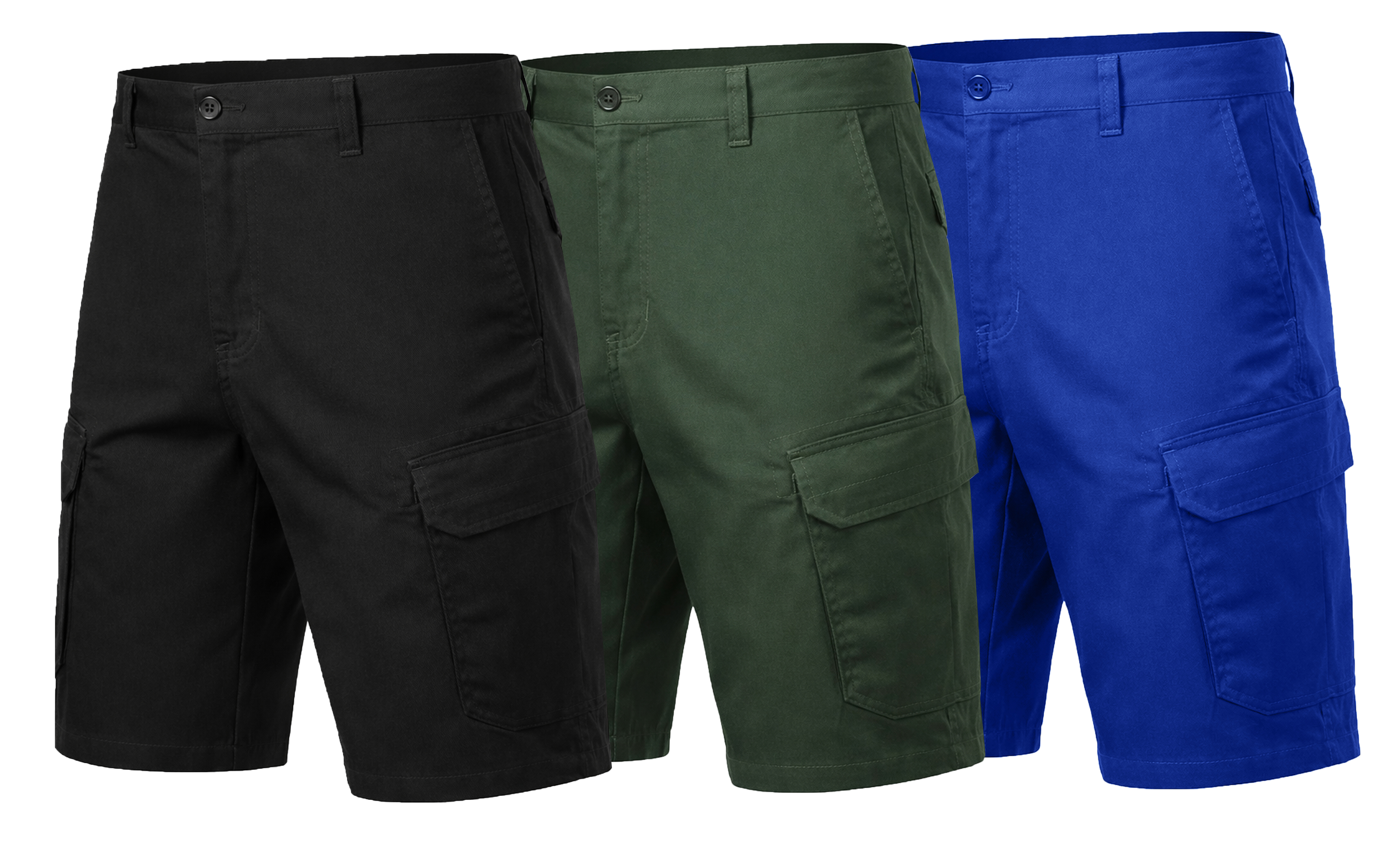 3Pk Mens Cotton Stretch Cargo Shorts - Gallery 21