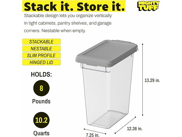 Mighty Tuff 8 lb Dog Food Container with Secure Lid Clasp