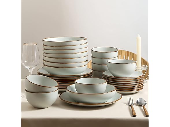 Stone Lain Brasa Stoneware 32 Piece Modern Dinnerware Set