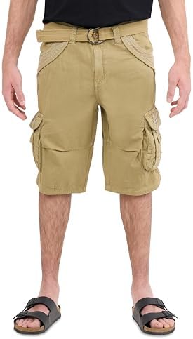 X RAY Mens Cargo Shorts Camo & Solid Colors 12.5" Inseam Knee Length Classic Fit Multi Pocket (Big and Tall Shorts for Men), Twill Taped New Khaki, 32