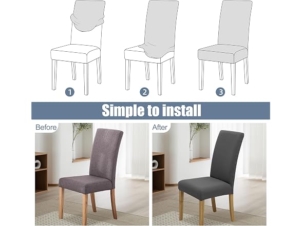 BIETYONE 6 Pack Grey Dining Chair Covers