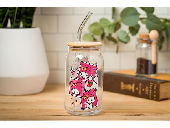 Silver Buffalo Sanrio My Melody, Glass Tumbler, 16oz