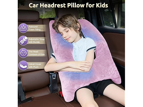 FAIORD Car Pillow for Kids, Purple