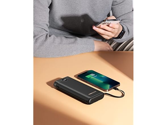 VEEKTOMX 30,000mAh Power Bank with Built-in Cables