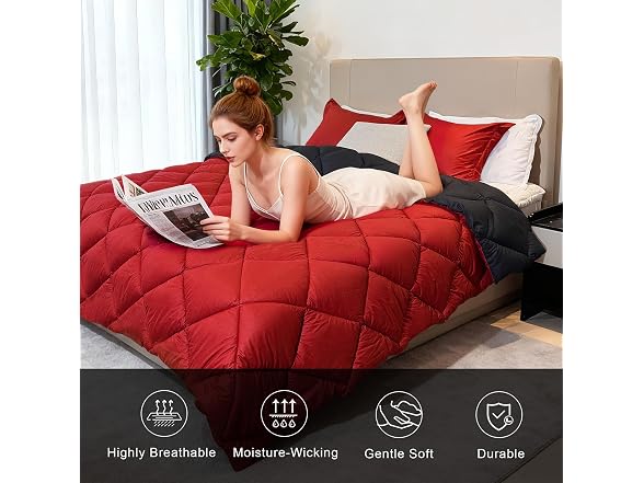 Red Reversible Comforter Set King
