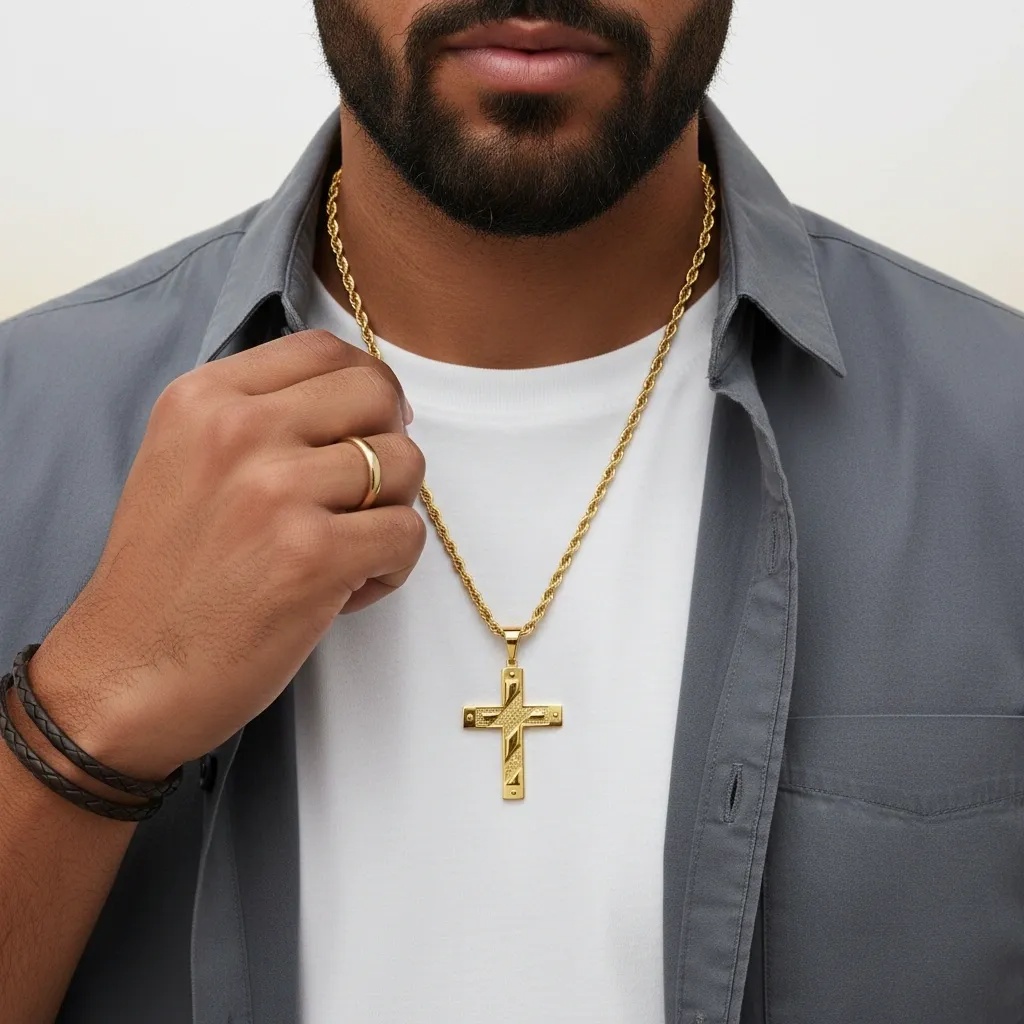 Polished Cross Pendant Necklace - Gallery 10