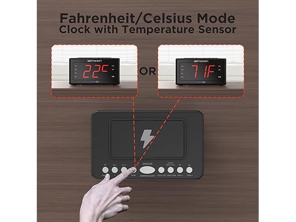 Emerson Smartset Wireless Charging Alarm Clock Radio