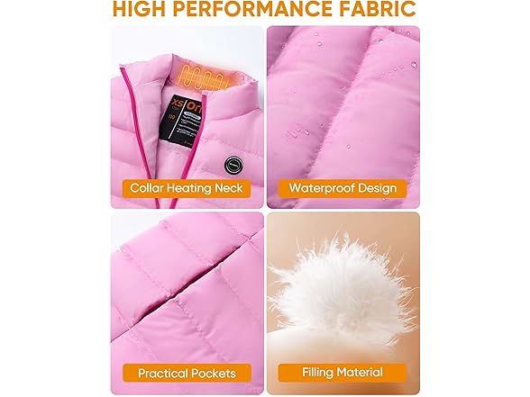 ORRNIKKO Kids Heated Vest (Pink, S)