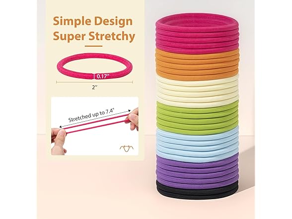 Amifiy Elastic Hair Ties, 64 Count