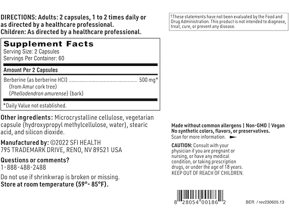 Klaire Labs Berberine Hci 500Mg (120 Capsules)