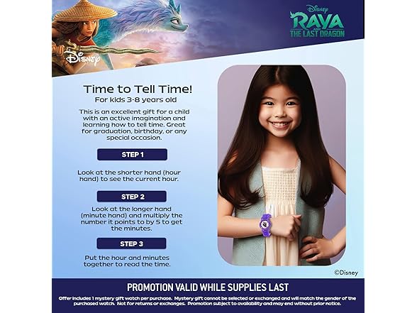 Disney Kids Raya Watch Purple Bezel Purple Strap - Gallery 6