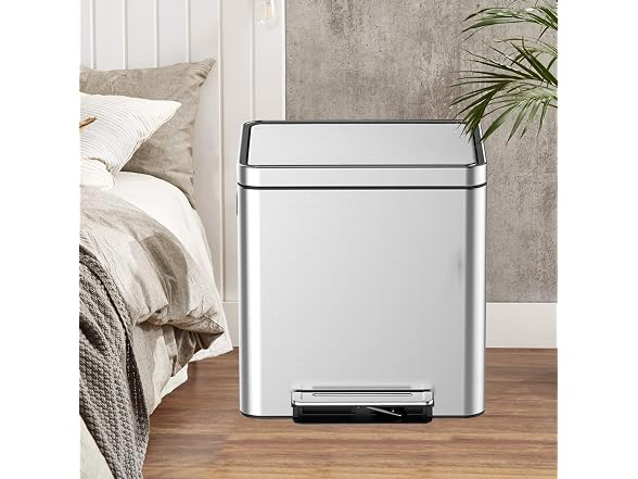 MOVECOM 2 x 4 Gal (2 x 15L) Dual Compartment Trash Can 