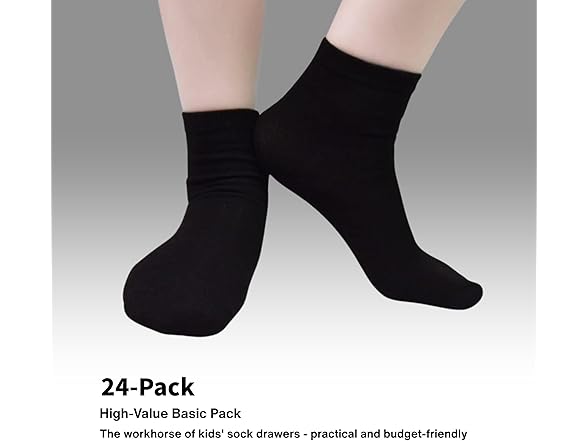 24 Pairs Kids Athletic Crew Socks