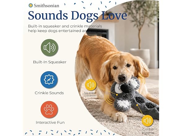 Smithsonian Long Animals Dog Toy – Stuffing-Free Koala