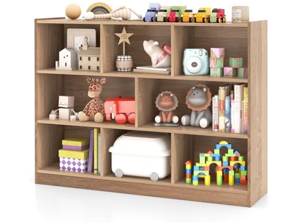 HOMGX Kids Montessori Shelf, 8-Cube Wooden Organizer