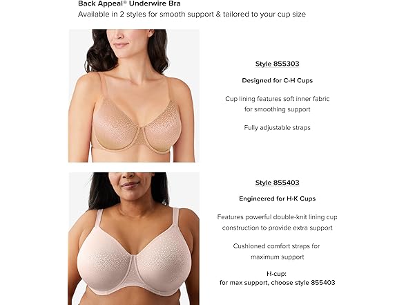 Wacoal Womens Back Appeal Underwire Bra