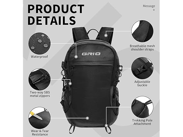 GRIO 40L Hiking Backpack Travel Backpack