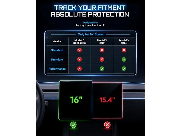 16“ Screen Protector for 2026 Tesla Model Y Juniper