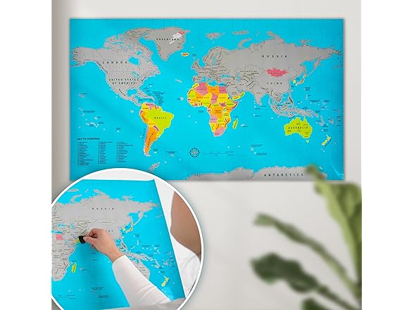 OMNIPRO Extra Large Scratch Off World Map Poster