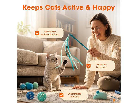 ASPCA 15-Piece Cat Toy Variety Pack – Blue
